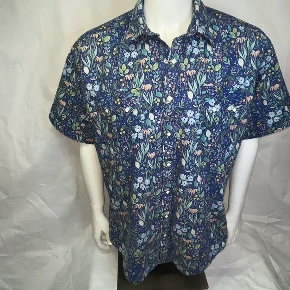 Rockmount Ranch Wear Tru-west Short Sleeve Shirt Large Hawaiian Rousseau Floral - Picture 11 of 16